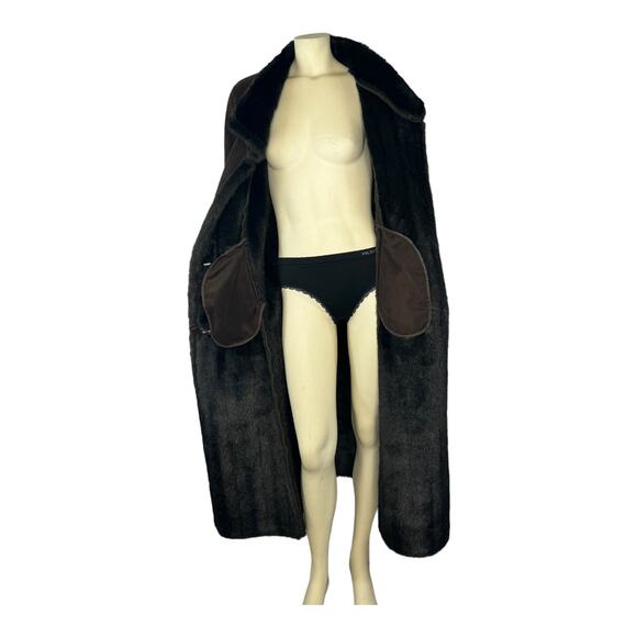 Vintage Jones New York's luxe style trimmed, faux fur long brown coat size large - Picture 12 of 17